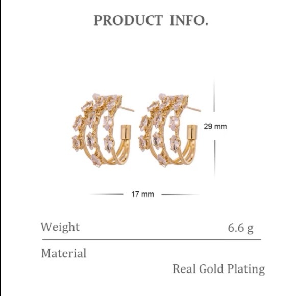 💛18K gold plated bling earrings - Picture 3 of 5